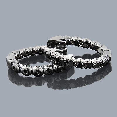 14K Black Plated Gold Black Diamond Hoop Earrings 1.74ct 3 14K Black Plated Gold Black Diamond Hoop Earrings 1.74ct