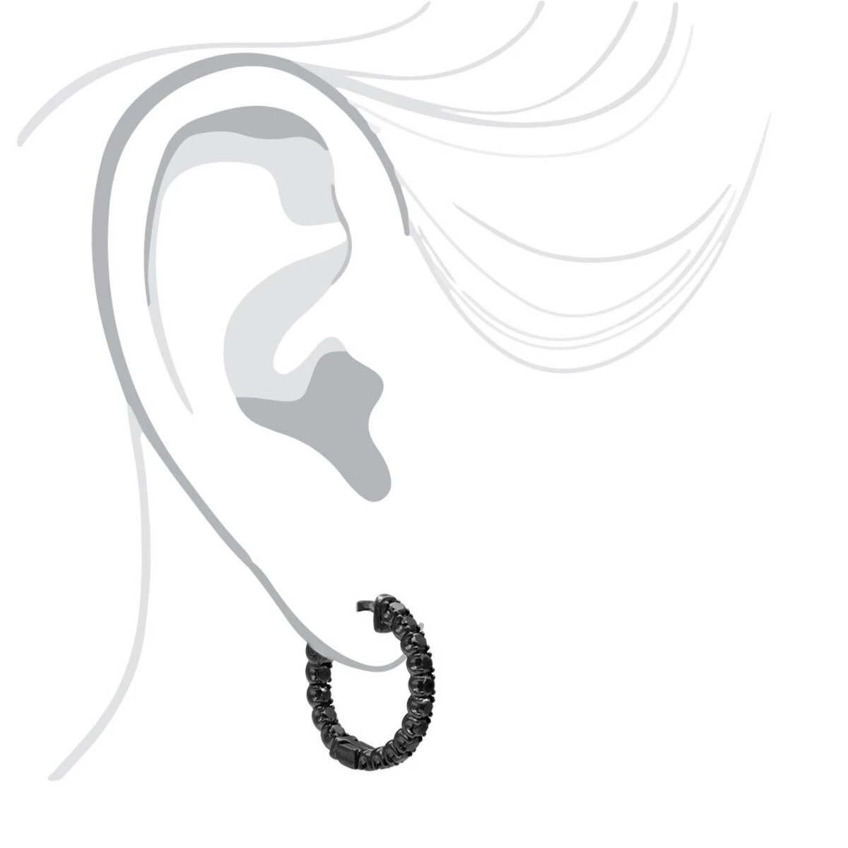 14K Black Plated Gold Black Diamond Hoop Earrings 1.93ct 7 14K Black Plated Gold Black Diamond Hoop Earrings 1.93ct - Image 5