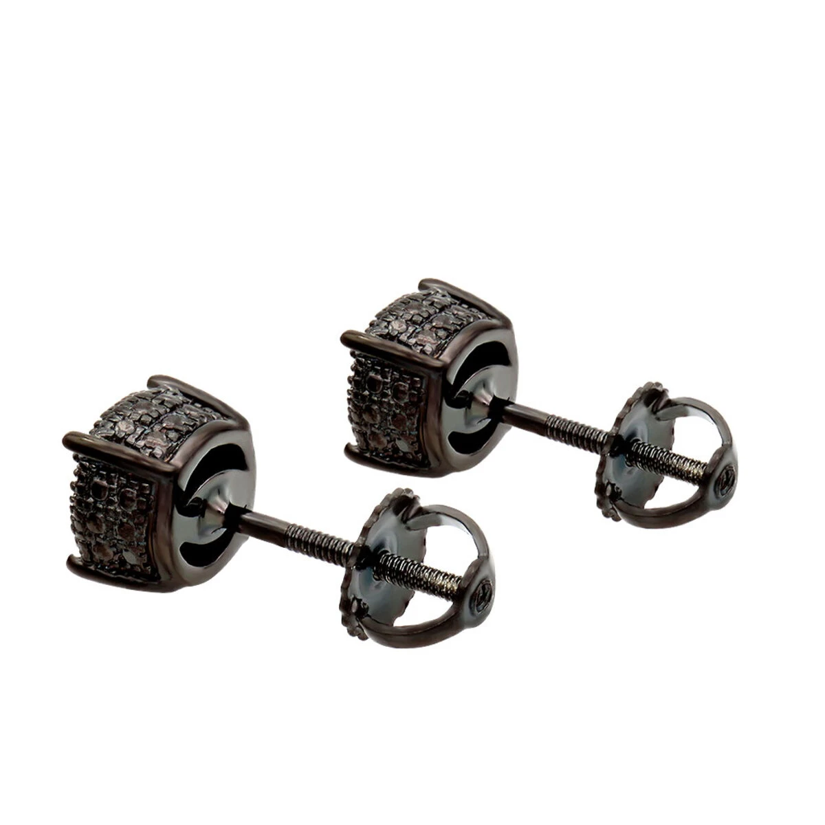 Black Diamond Stud Earrings 0.25ct Sterling Silver 4 Black Diamond Stud Earrings 0.25ct Sterling Silver - Image 2