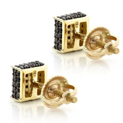 Black Diamond Stud Earrings 0.53ct 10K Yellow Gold 12 Black Diamond Stud Earrings 0.53ct 10K Yellow Gold -Invicta Jewelry Store black diamond stud earrings 053ct 10k gold p 45689 backye