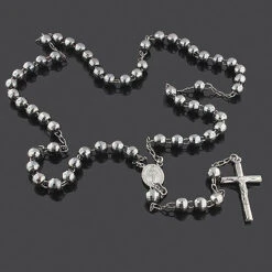 Black Sterling Silver Rosary Beads - Diamond Cut