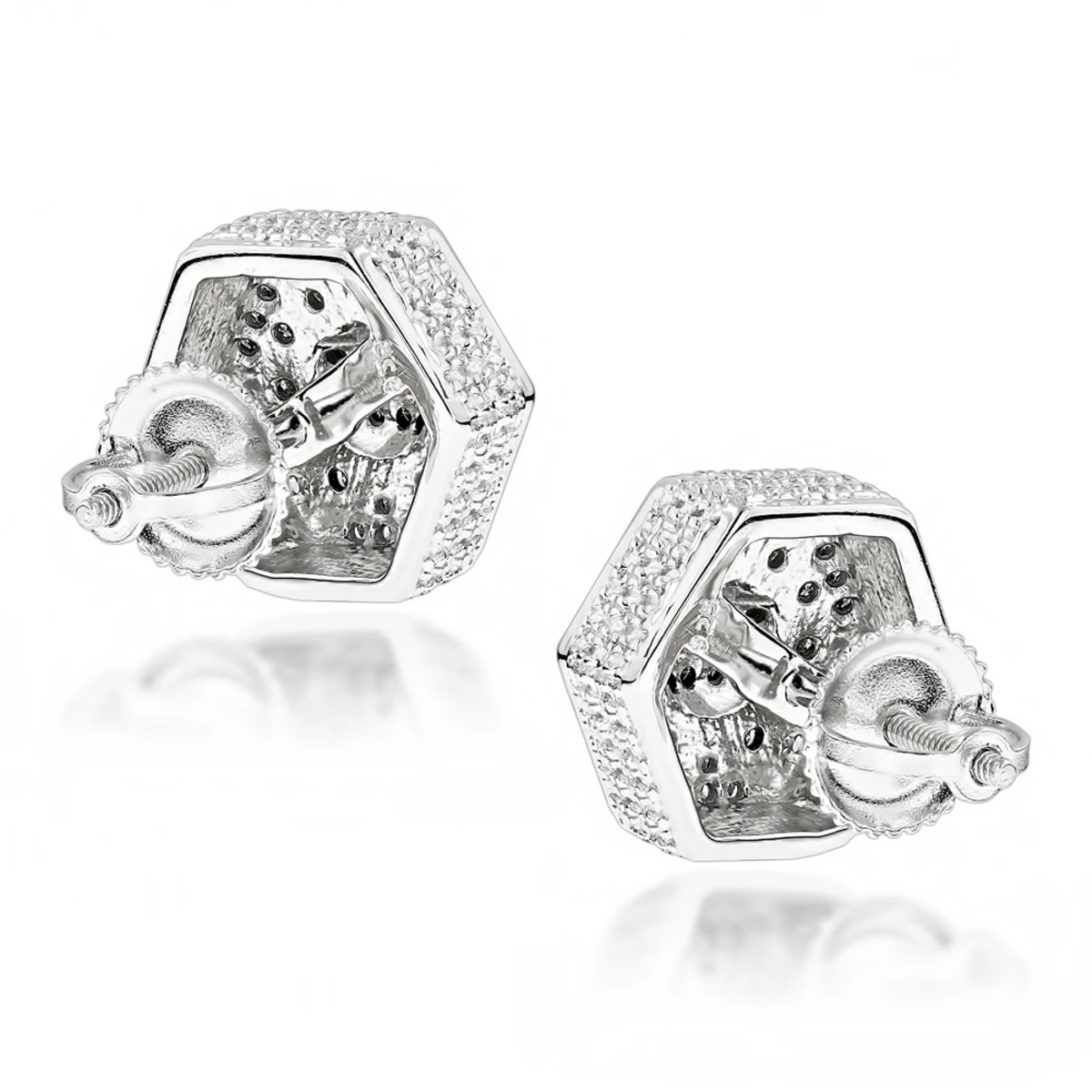 Blue Diamond Star Earrings 0.3ct Sterling Silver 4 Blue Diamond Star Earrings 0.3ct Sterling Silver - Image 2