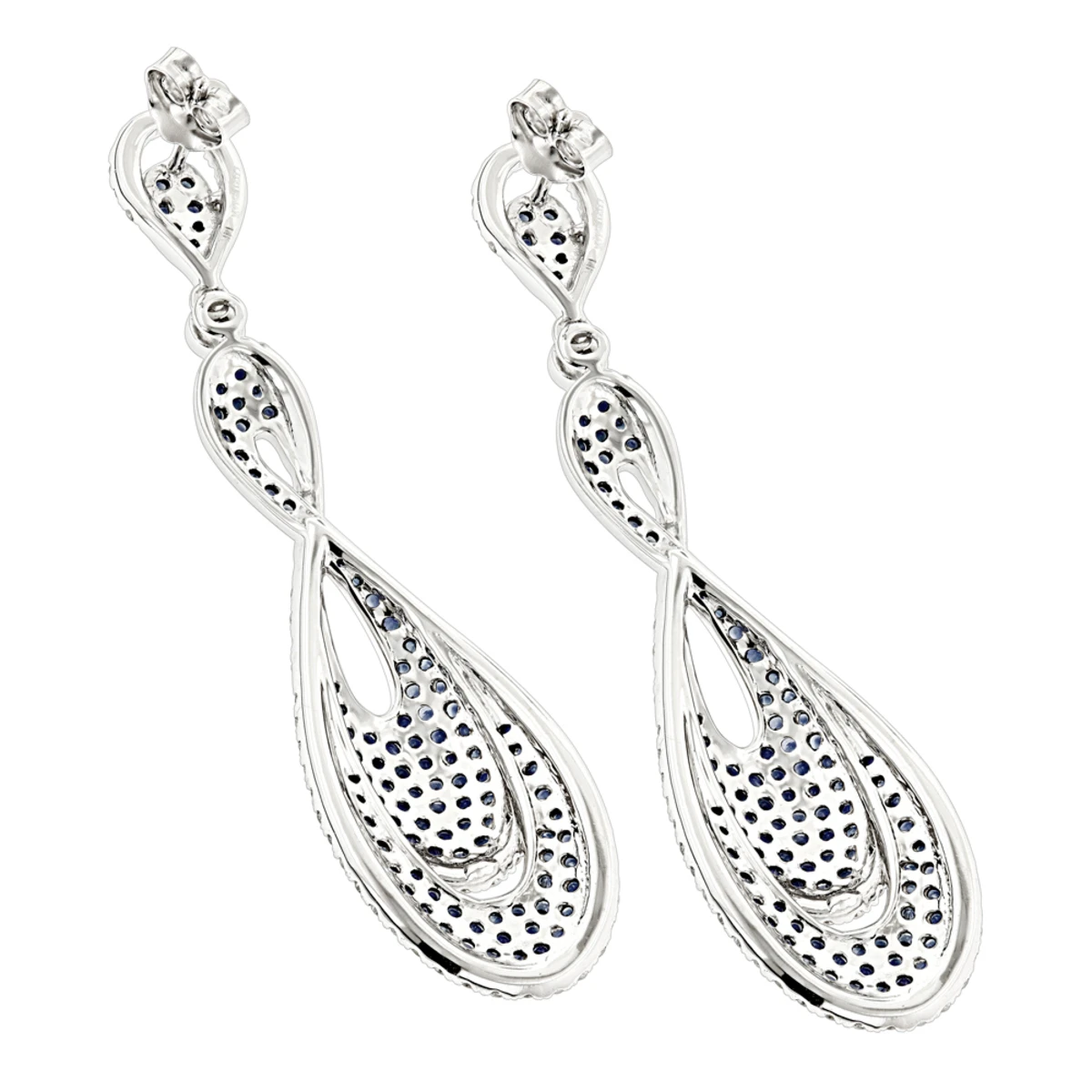 Blue Sapphire Diamond Ladies Infinity Earrings By Luxurman 4ct 14K White Gold 6 Blue Sapphire Diamond Ladies Infinity Earrings By Luxurman 4ct 14K White Gold - Image 4