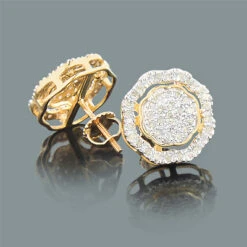 Champagne Color Diamond Earrings 0.60ct 10K Yellow Gold
