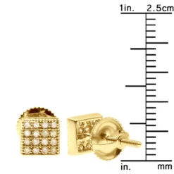Champagne Diamond Stud Earrings 0.23ct 10K Yellow Gold -Invicta Jewelry Store champagne diamond stud earrings 023ct 10k gold ruler yellow