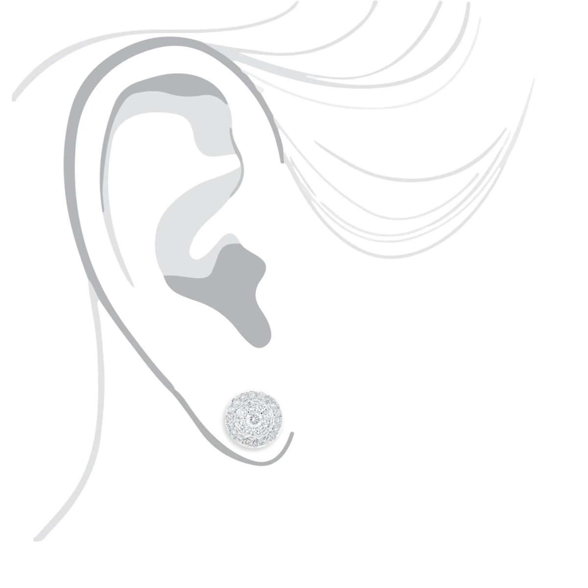 Cluster Diamond Earrings Studs G Color VS Clarity By Luxurman 1.5ct 7 Cluster Diamond Earrings Studs G Color VS Clarity By Luxurman 1.5ct - Image 5