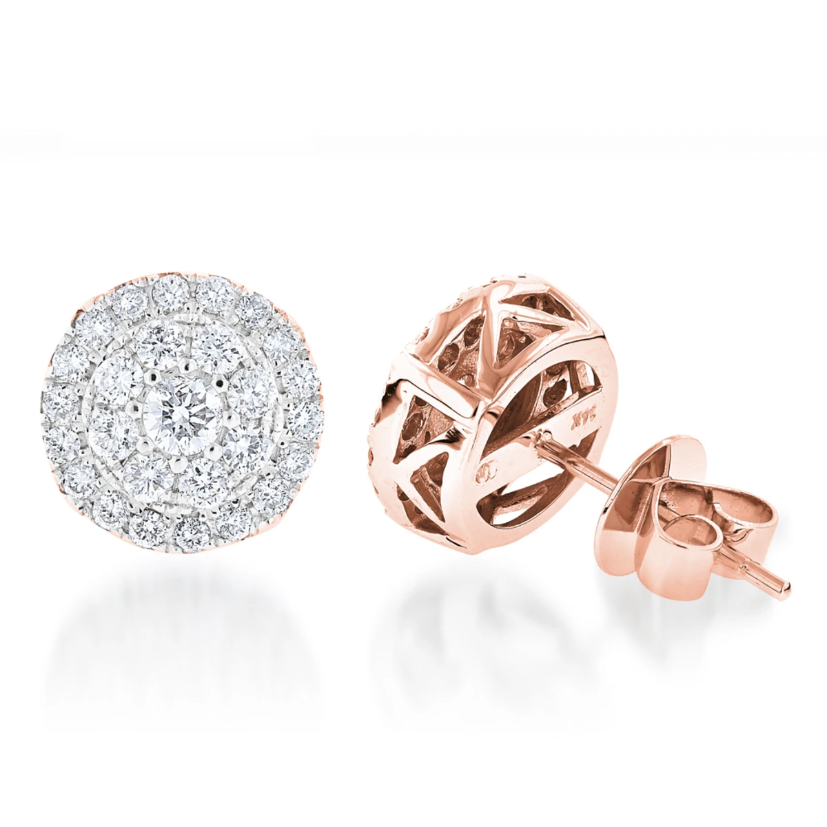 Cluster Diamond Earrings Studs G Color VS Clarity By Luxurman 1.5ct 5 Cluster Diamond Earrings Studs G Color VS Clarity By Luxurman 1.5ct - Image 3