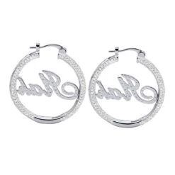 Custom Inside Out Diamond Hoop Earrings With Initials Nameplate 14K Yellow Gold 16 Custom Inside Out Diamond Hoop Earrings With Initials Nameplate 14K Yellow Gold -Invicta Jewelry Store custom inside out diamond hoop earrings with initials nameplate 14k gold 100657 back white