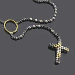 Custom 10K Gold Color Diamond Rosary Necklace -Invicta Jewelry Store custom jewelry color diamond rosary necklace 10k p 42699back