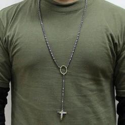 Custom 10K Gold Color Diamond Rosary Necklace -Invicta Jewelry Store custom jewelry color diamond rosary necklace 10k p 42699bod