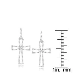 Dangling Diamond Cross Earrings 0.8ct Sterling Silver 9 Dangling Diamond Cross Earrings 0.8ct Sterling Silver -Invicta Jewelry Store dangling diamond cross earrings 08ct sterling silver ruler