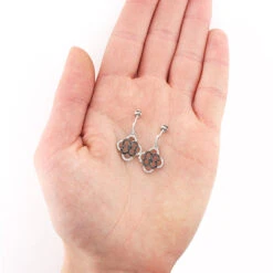Dangling Flower Earrings With Black And White Diamonds 0.53ct 14K White Gold 8 Dangling Flower Earrings With Black And White Diamonds 0.53ct 14K White Gold -Invicta Jewelry Store dangling flower earrings with black and white diamonds 053ct 14k gold 2