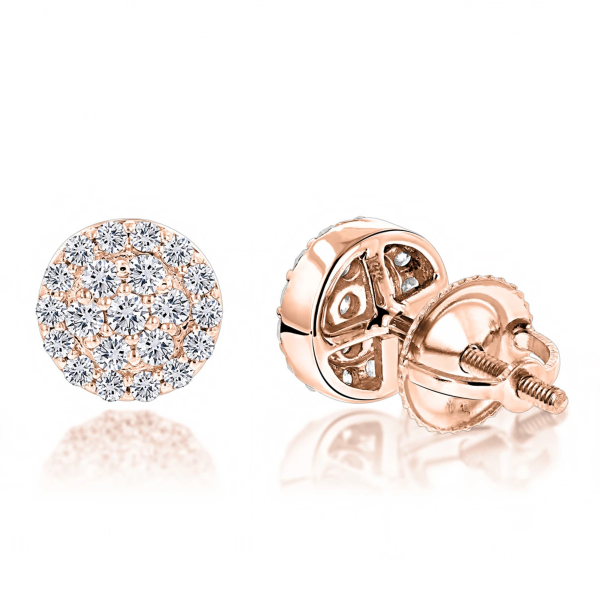 Designer 14K White Gold Cluster Diamond Stud Earrings 0.43ct 5 Designer 14K White Gold Cluster Diamond Stud Earrings 0.43ct - Image 3