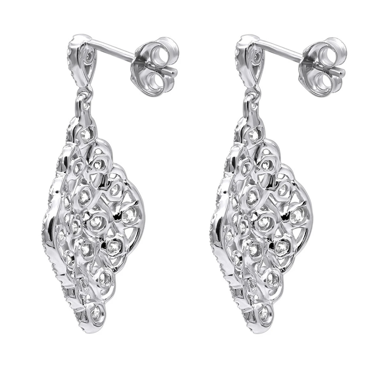 Designer 14K White Gold Diamond Drop Earrings For Women 2.5 Carat Vintage Style 6 Designer 14K White Gold Diamond Drop Earrings For Women 2.5 Carat Vintage Style - Image 4