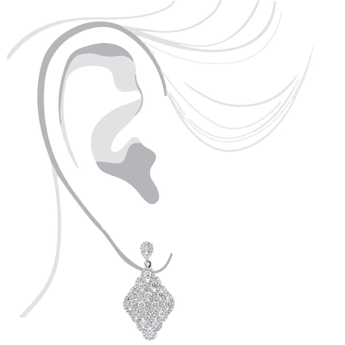 Designer 14K White Gold Diamond Drop Earrings For Women 2.5 Carat Vintage Style 7 Designer 14K White Gold Diamond Drop Earrings For Women 2.5 Carat Vintage Style - Image 5