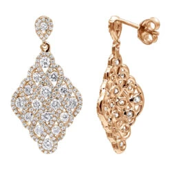 Designer 14K White Gold Diamond Drop Earrings For Women 2.5 Carat Vintage Style 10 Designer 14K White Gold Diamond Drop Earrings For Women 2.5 Carat Vintage Style -Invicta Jewelry Store designer 14k gold diamond drop earrings for women 25 carat vintage style ro