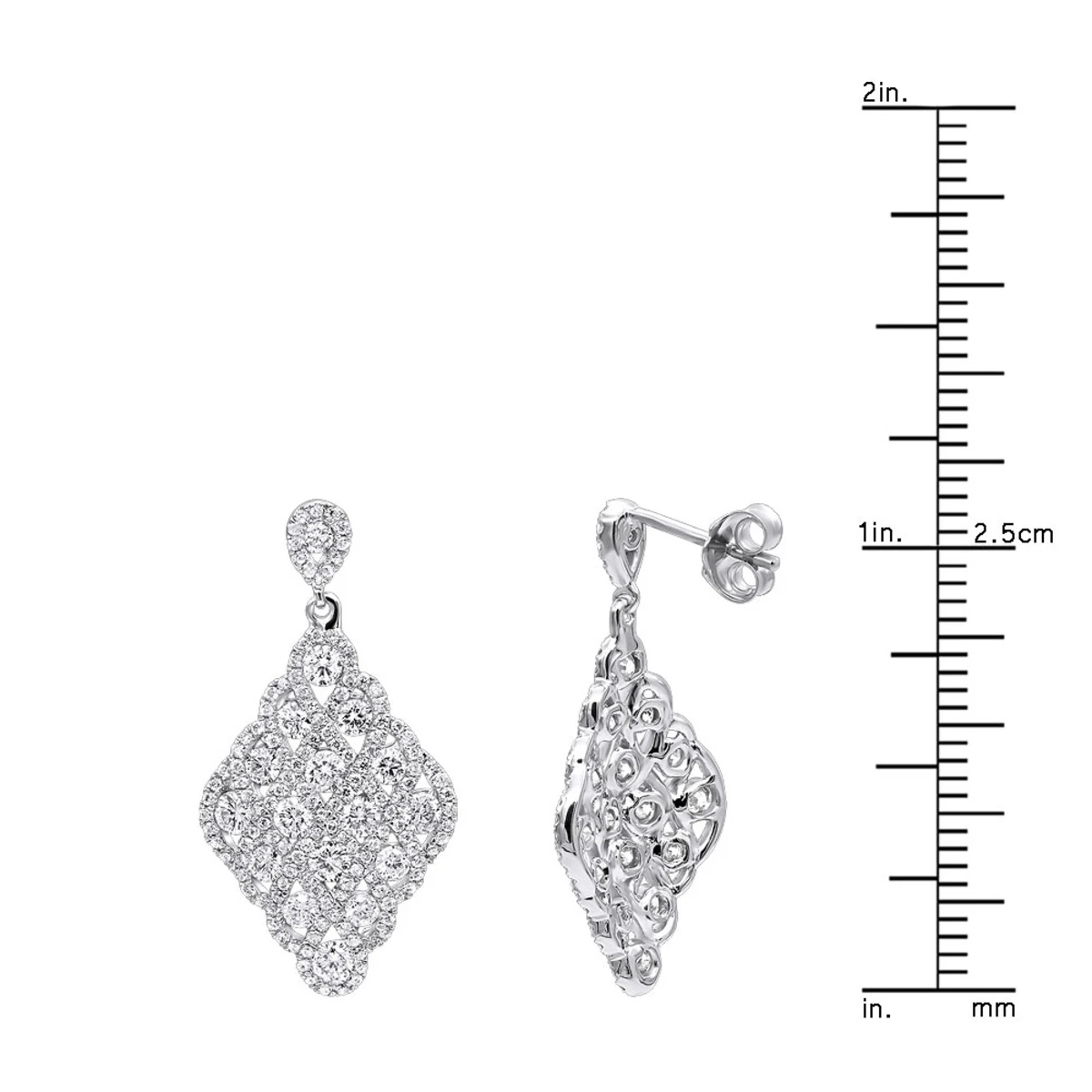 Designer 14K White Gold Diamond Drop Earrings For Women 2.5 Carat Vintage Style 8 Designer 14K White Gold Diamond Drop Earrings For Women 2.5 Carat Vintage Style - Image 6