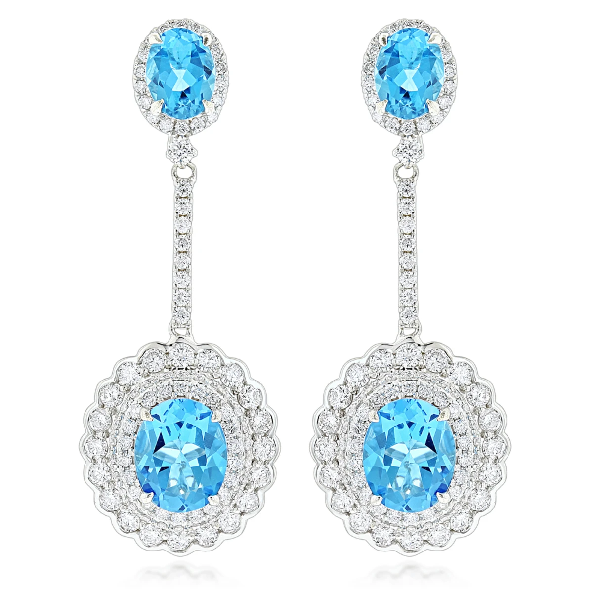 Designer Blue Topaz Diamond Earrings For Women By Luxurman 3.5ct 14K White Gold 3 Designer Blue Topaz Diamond Earrings For Women By Luxurman 3.5ct 14K White Gold