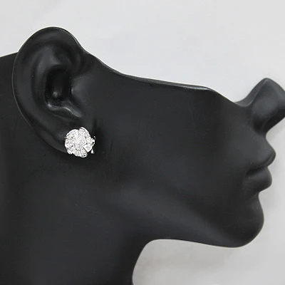 Designer Diamond Cluster Earring 14K White Gold 0.59ct 5 Designer Diamond Cluster Earring 14K White Gold 0.59ct - Image 3