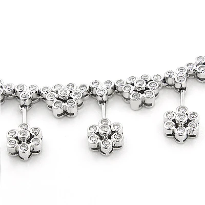 Designer Diamond Flower Necklace 3.25ct 14K White Gold 4 Designer Diamond Flower Necklace 3.25ct 14K White Gold - Image 2