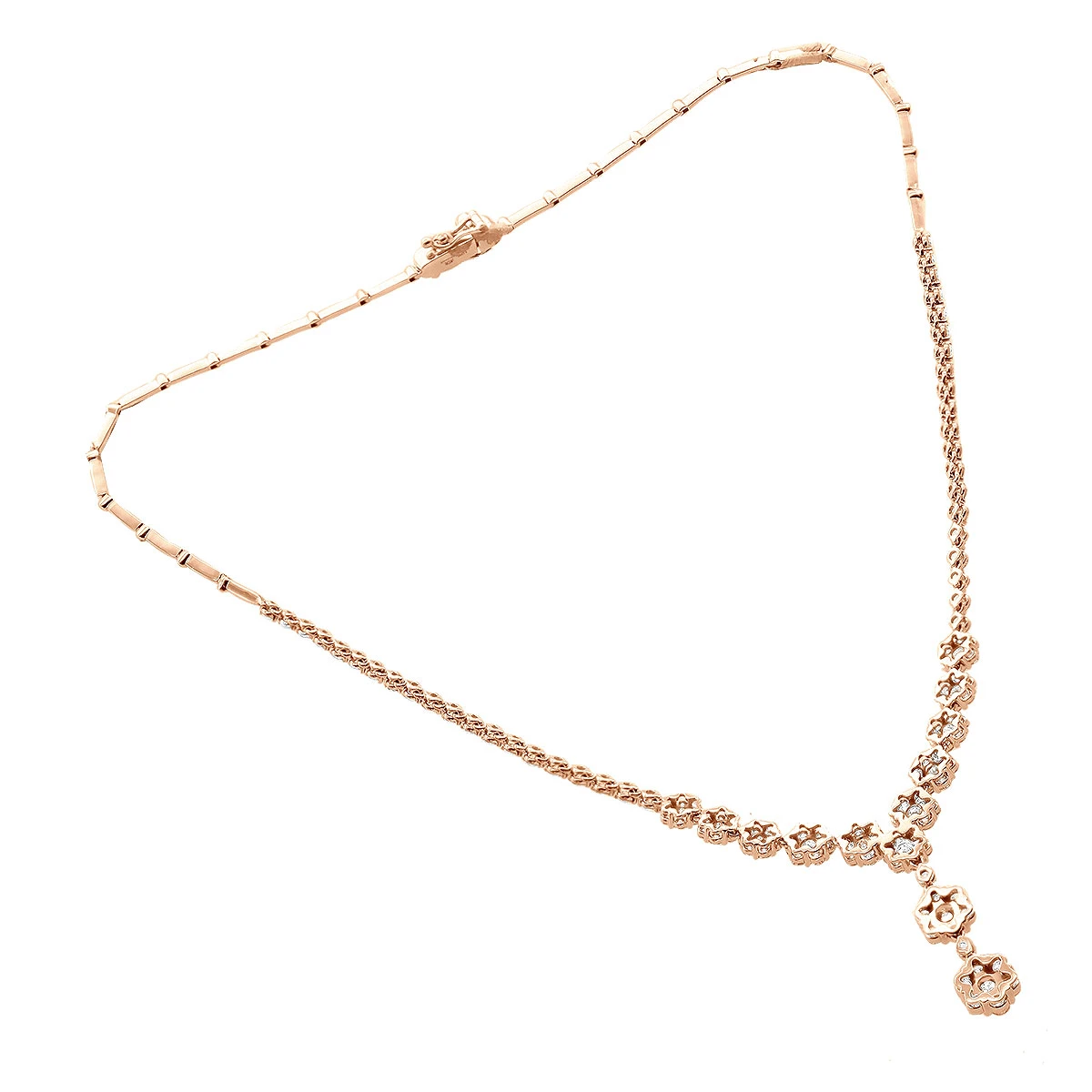 18K White Gold Designer Diamond Flower Necklace For Women 7.10ct 7 18K White Gold Designer Diamond Flower Necklace For Women 7.10ct - Image 6