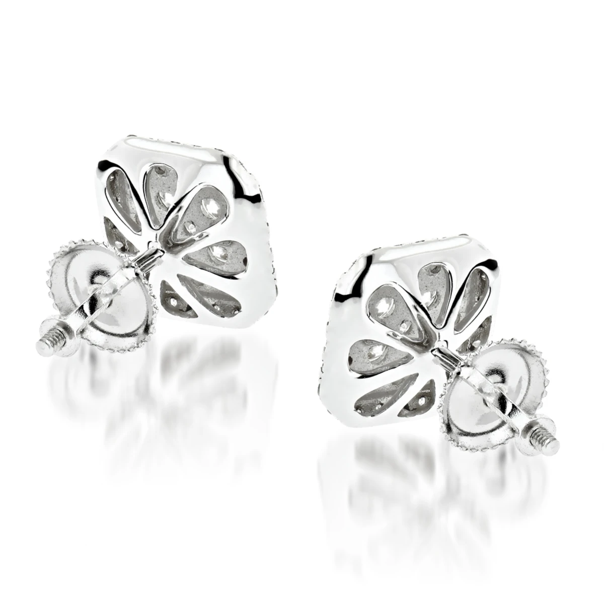 Designer Diamond Stud Earrings 1.21ct 14K White Gold 6 Designer Diamond Stud Earrings 1.21ct 14K White Gold - Image 4