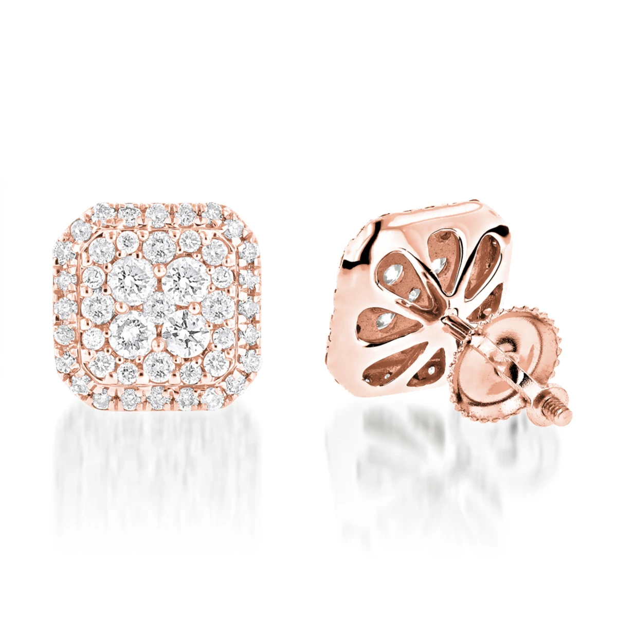 Designer Diamond Stud Earrings 1.21ct 14K White Gold 5 Designer Diamond Stud Earrings 1.21ct 14K White Gold - Image 3