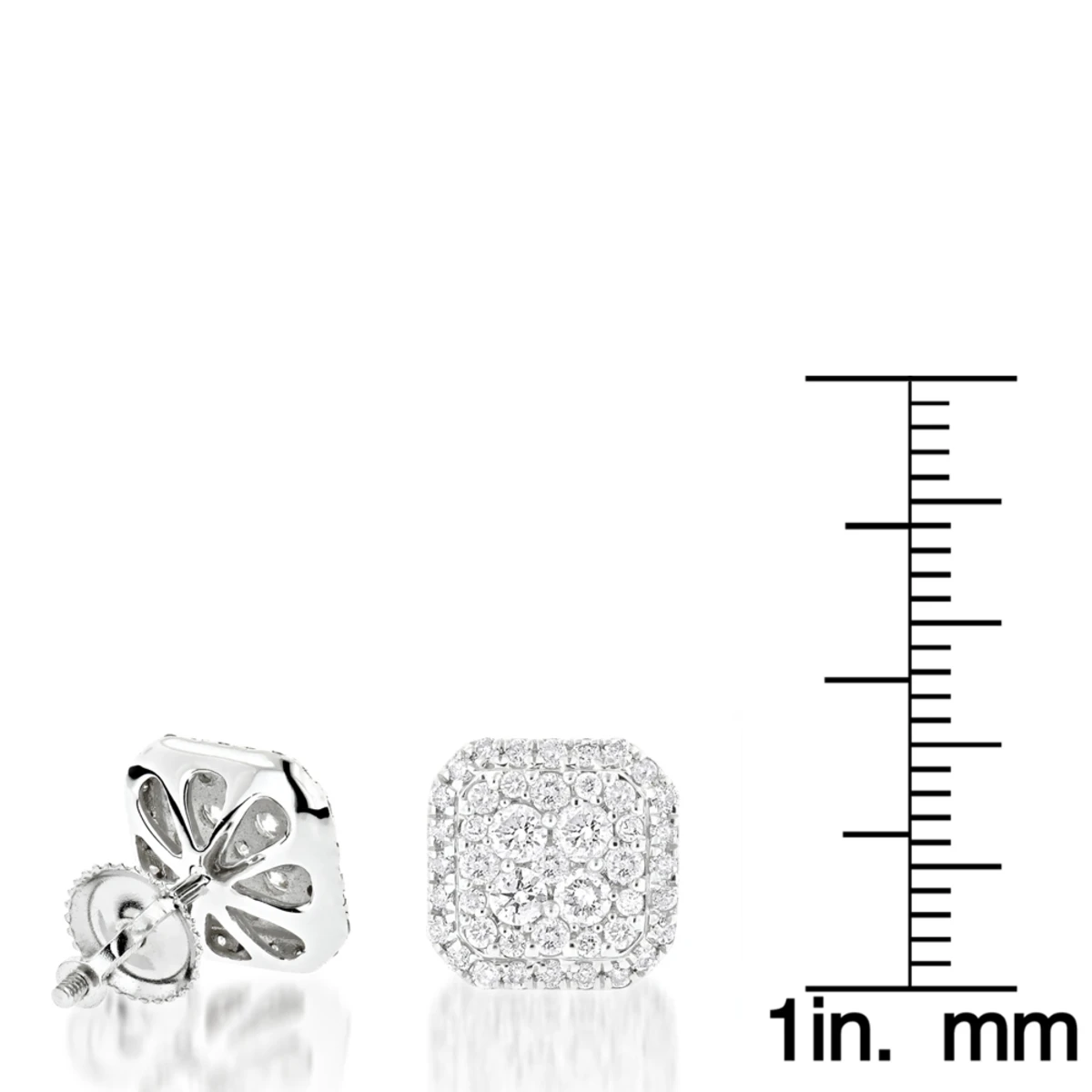 Designer Diamond Stud Earrings 1.21ct 14K White Gold 8 Designer Diamond Stud Earrings 1.21ct 14K White Gold - Image 6