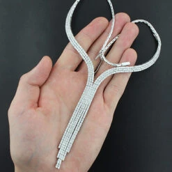 Designer Diamond Tassle Necklace 11.70ct 18K White Gold -Invicta Jewelry Store designer diamond tassle necklace 1170ct 18k gold 4