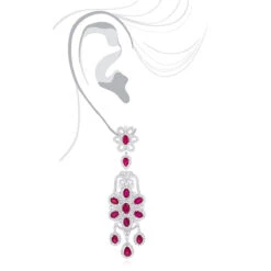 14K White Gold Designer Chandelier Ruby Diamond Earrings By Luxurman 12 14K White Gold Designer Chandelier Ruby Diamond Earrings By Luxurman -Invicta Jewelry Store designer jewelry chandelier ruby diamond earrings by luxurman 14k gold bodwh