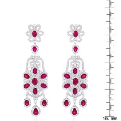 14K White Gold Designer Chandelier Ruby Diamond Earrings By Luxurman 13 14K White Gold Designer Chandelier Ruby Diamond Earrings By Luxurman -Invicta Jewelry Store designer jewelry chandelier ruby diamond earrings by luxurman 14k gold rulerwh