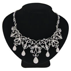 Designer Ladies Diamond Chandelier Necklace By Luccello 18K White Gold -Invicta Jewelry Store designer ladies diamond necklaces chandelier necklace by luccello 18k gold bod