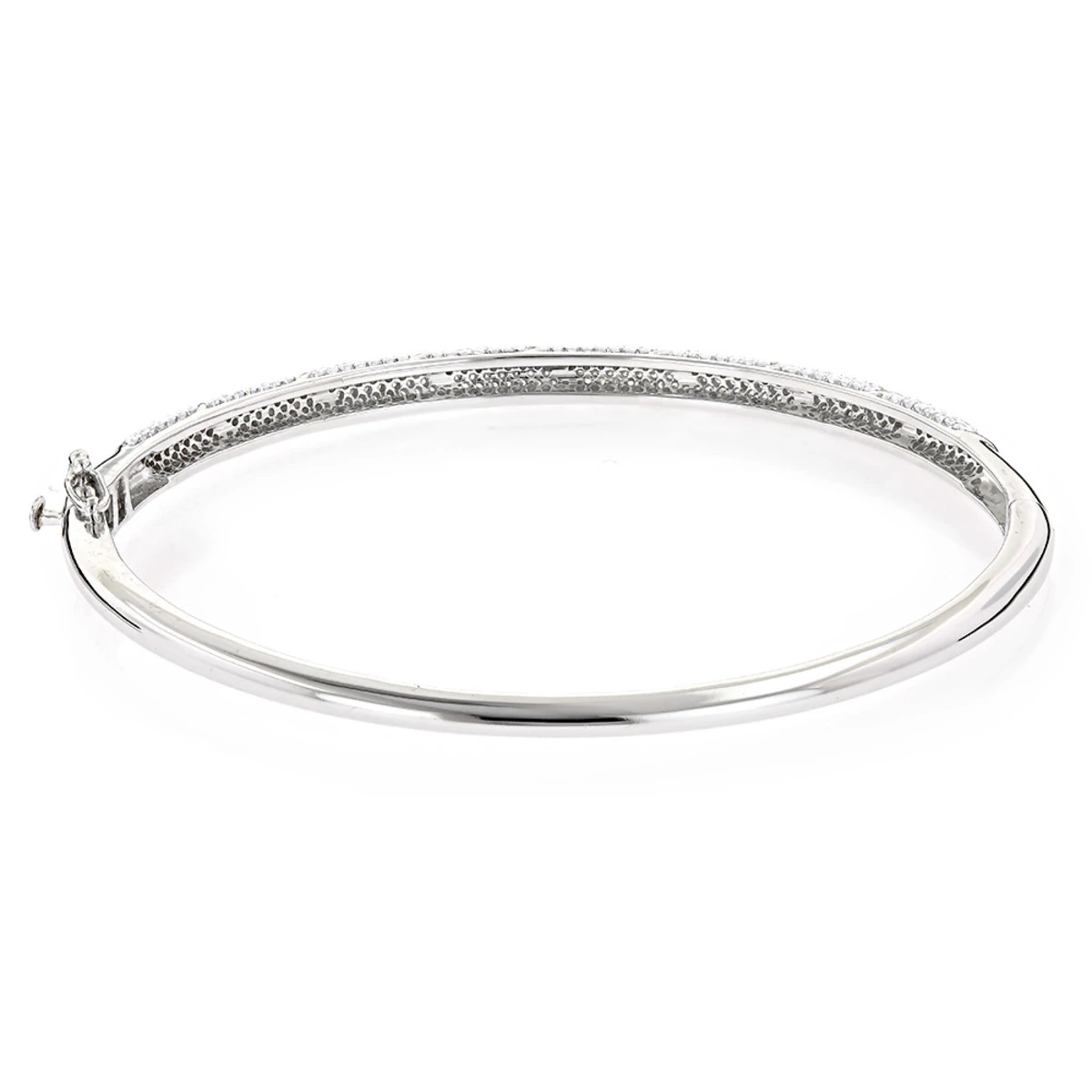Designer Luxurman 14K White Gold Pave Diamond Bangle Bracelet For Women 1.25ct 6 Designer Luxurman 14K White Gold Pave Diamond Bangle Bracelet For Women 1.25ct - Image 4