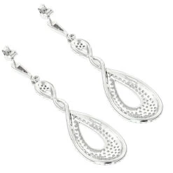 Designer Luxurman Diamond Drop Swirl Earrings For Women 3.5ct 14K White Gold -Invicta Jewelry Store designer luxurman diamond drop swirl earrings for women 35ct in 14k gold backwh