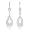 Designer Luxurman Diamond Drop Swirl Earrings For Women 3.5ct 14K White Gold