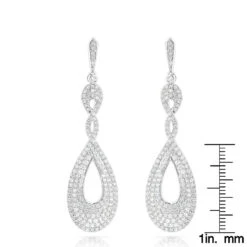 Designer Luxurman Diamond Drop Swirl Earrings For Women 3.5ct 14K White Gold -Invicta Jewelry Store designer luxurman diamond drop swirl earrings for women 35ct in 14k gold rulerwh