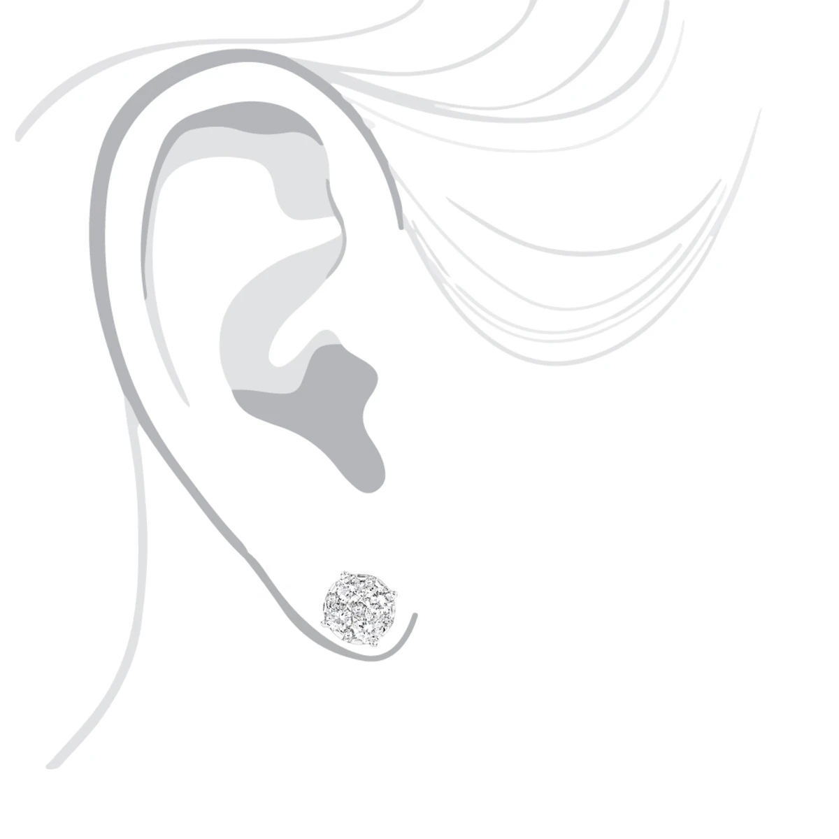 Large Designer Diamond Stud Earrings 1.75ct 14K White Gold 8 Large Designer Diamond Stud Earrings 1.75ct 14K White Gold - Image 6