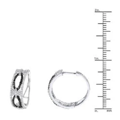 Designer White Black Diamond Hoop Earrings 0.9 Ct 14K White Gold 7 Designer White Black Diamond Hoop Earrings 0.9 Ct 14K White Gold -Invicta Jewelry Store designer white black diamond hoop earrings 095ct 14k p 48283 rulerwh