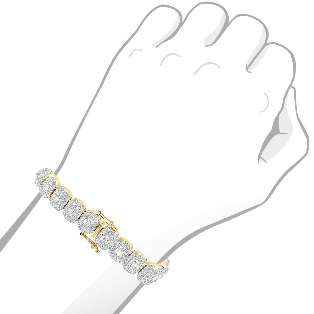 Diamond Bracelet For Women 14K Yellow Gold 8Ct Round And Baguette Diamonds 9 Diamond Bracelet For Women 14K Yellow Gold 8Ct Round And Baguette Diamonds - Image 7