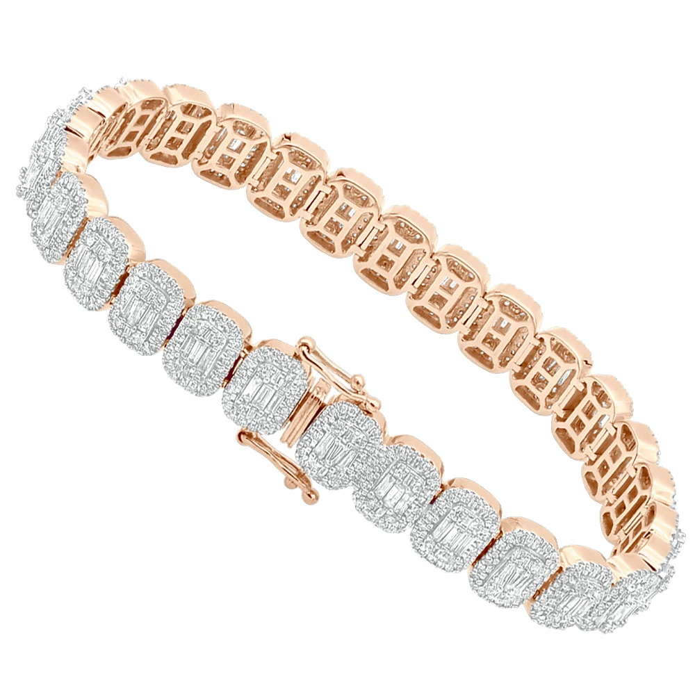 Diamond Bracelet For Women 14K Yellow Gold 8Ct Round And Baguette Diamonds 5 Diamond Bracelet For Women 14K Yellow Gold 8Ct Round And Baguette Diamonds - Image 3