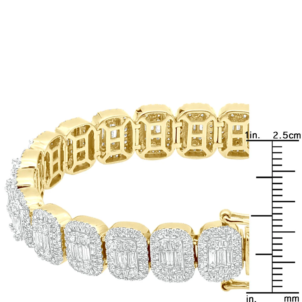 Diamond Bracelet For Women 14K Yellow Gold 8Ct Round And Baguette Diamonds 10 Diamond Bracelet For Women 14K Yellow Gold 8Ct Round And Baguette Diamonds - Image 8