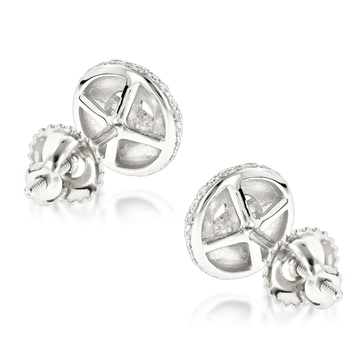 Halo Diamond Cluster Earrings 14K White Gold Studs 1.25ct 6 Halo Diamond Cluster Earrings 14K White Gold Studs 1.25ct - Image 4