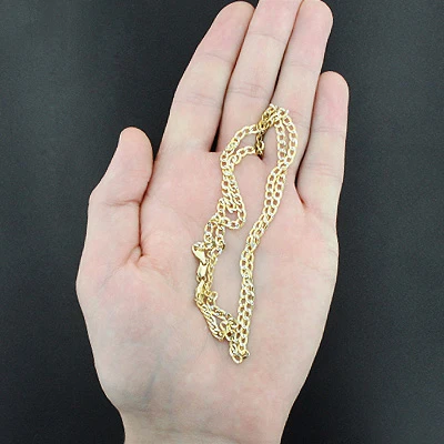 Diamond Cut Curb Chain Necklace 14K Yellow Gold 3.5mm 22" 4 Diamond Cut Curb Chain Necklace 14K Yellow Gold 3.5mm 22" - Image 2