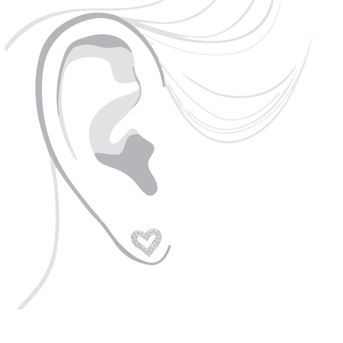 Women's Diamond Heart Earrings 0.29ct 14K White Gold 8 Women's Diamond Heart Earrings 0.29ct 14K White Gold - Image 6