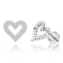 Women's Diamond Heart Earrings 0.29ct 14K White Gold