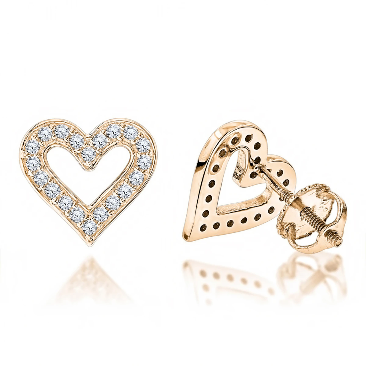 Women's Diamond Heart Earrings 0.29ct 14K White Gold 4 Women's Diamond Heart Earrings 0.29ct 14K White Gold - Image 2