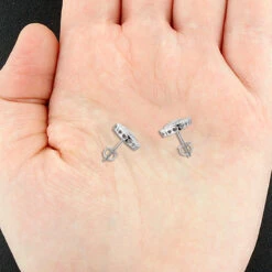 Diamond Heart Earrings Studs: 10K White Gold Pave Diamonds 0.5ct -Invicta Jewelry Store diamond heart earrings studs 10k gold pave diamonds 05ct 4