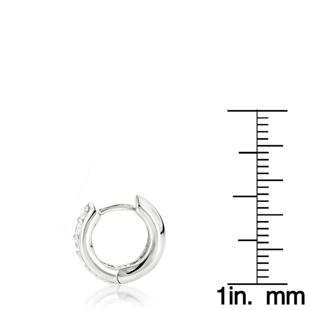 14K Gold Small Diamond Hoop Earrings Huggies 1/2ct 8 14K Gold Small Diamond Hoop Earrings Huggies 1/2ct - Image 6