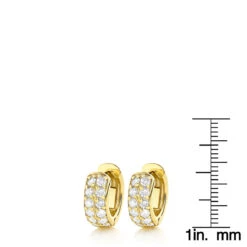 Diamond Hoop Earrings 14K Yellow Gold 1 Carat Diamond Huggie Earrings -Invicta Jewelry Store diamond hoop earrings 14k diamond huggie earrings 94ct p 6266 rulerye