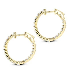 Diamond Hoop Earrings 2.20ct 14K Yellow Gold Inside Out 11 Diamond Hoop Earrings 2.20ct 14K Yellow Gold Inside Out -Invicta Jewelry Store diamond hoop earrings 220ct 14k inside out p 45375 backye
